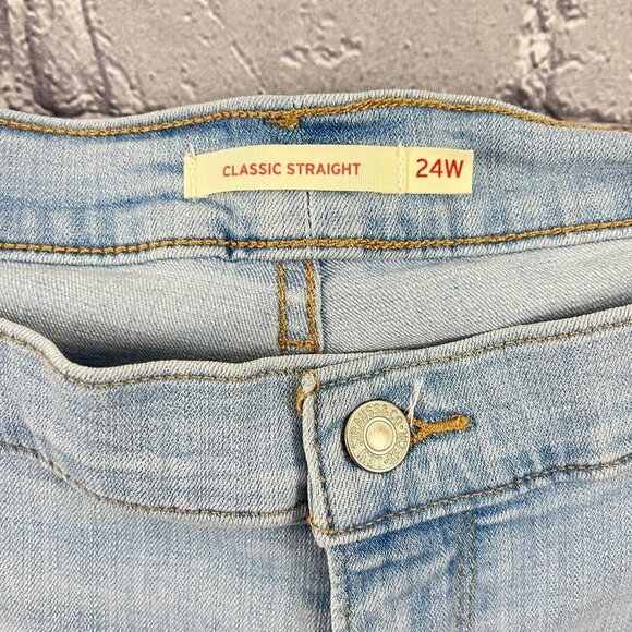 New Levi's Classic Straight Stretch Blue Jeans Womens Plus Size 24W M - Picture 5 of 10